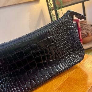 Giani Bernini Glossy Black Croc-Embossed Bag